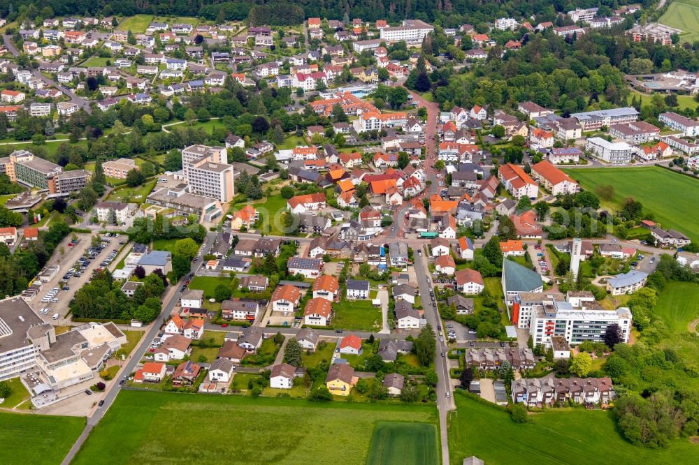 Reinhardshausen from above - Town View of the streets and houses of the residential areas in Reinhardshausen in the state Hesse, Germany