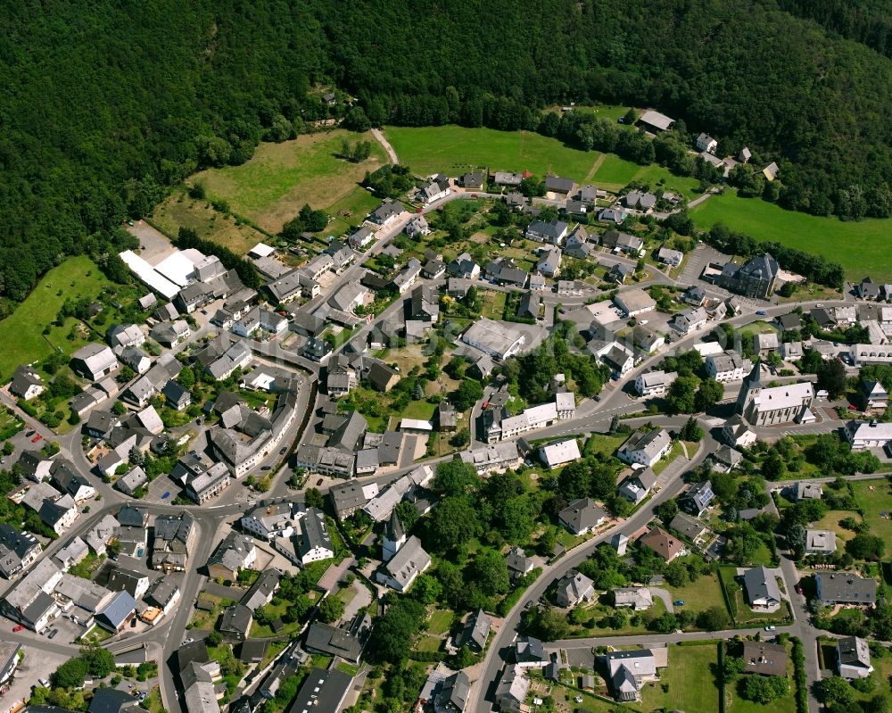 Rhaunen from above - Town View of the streets and houses of the residential areas in Rhaunen in the state Rhineland-Palatinate, Germany