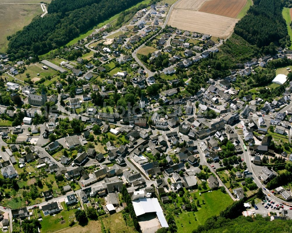 Aerial image Rhaunen - Town View of the streets and houses of the residential areas in Rhaunen in the state Rhineland-Palatinate, Germany