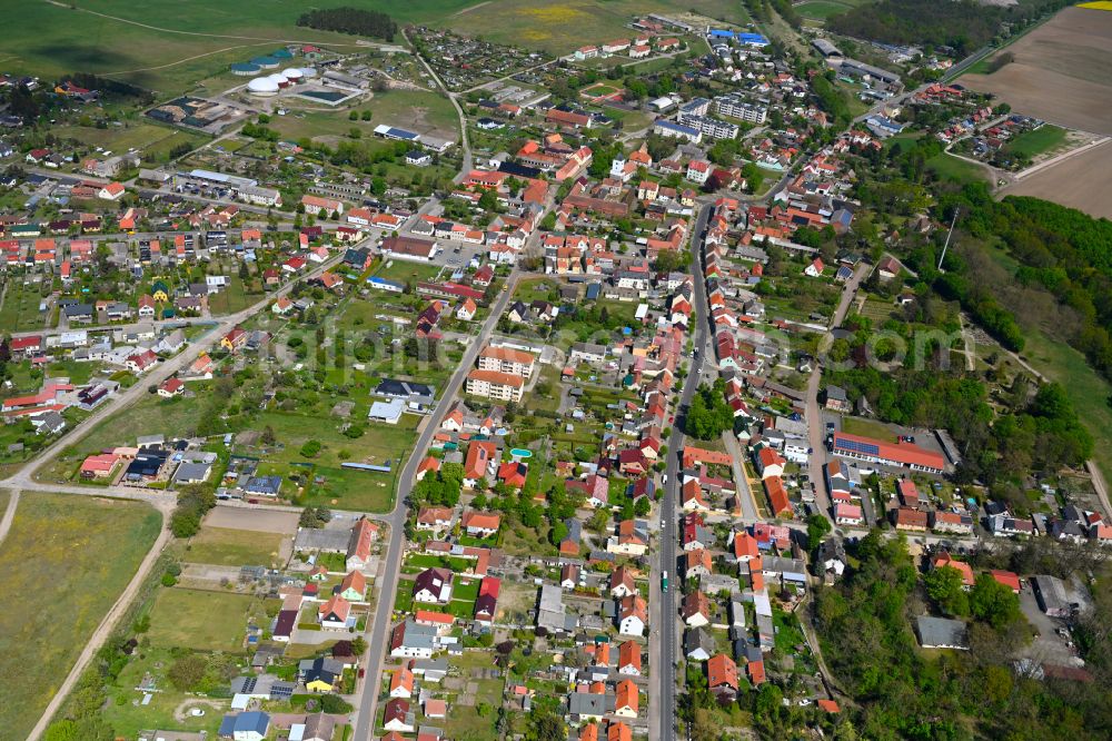 Aerial image Rhinow - Town View of the streets and houses of the residential areas in Rhinow in the state Brandenburg, Germany