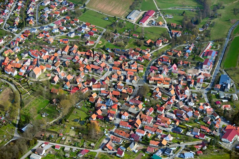 Aerial photograph Rhönblick - Town view of the streets, houses and residential areas in Rhoenblick in the state Thuringia, Germany