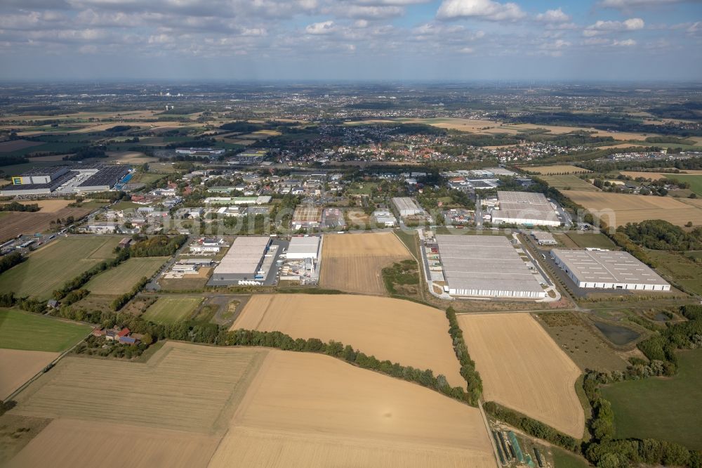 Aerial image Rhynern - Town View of the streets and houses of the residential areas in Rhynern in the state North Rhine-Westphalia, Germany