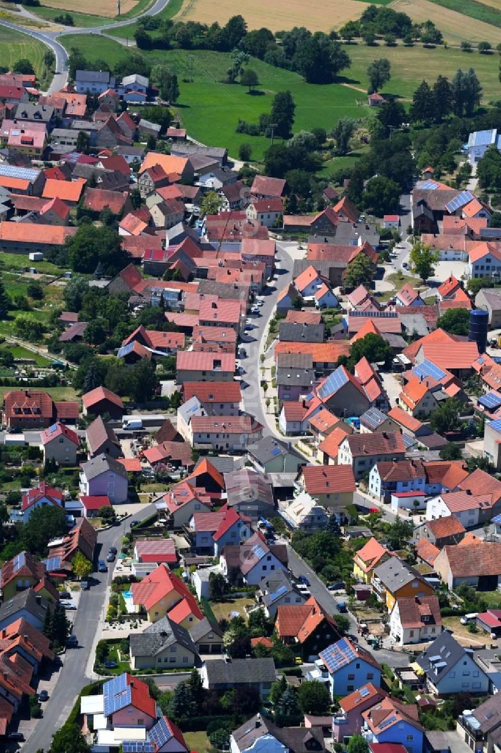 Rieden from the bird's eye view: Town View of the streets and houses of the residential areas in Rieden in the state Bavaria, Germany