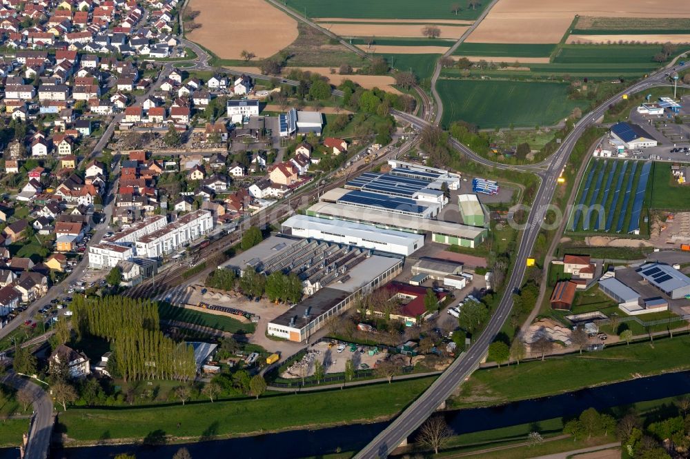 Riegel am Kaiserstuhl from the bird's eye view: Town View of the streets and houses of the residential areas in Riegel am Kaiserstuhl in the state Baden-Wurttemberg, Germany