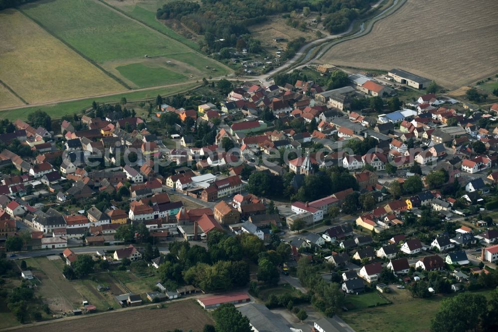 Ringleben from the bird's eye view: Town View of the streets and houses of the residential areas in Ringleben in the state Thuringia