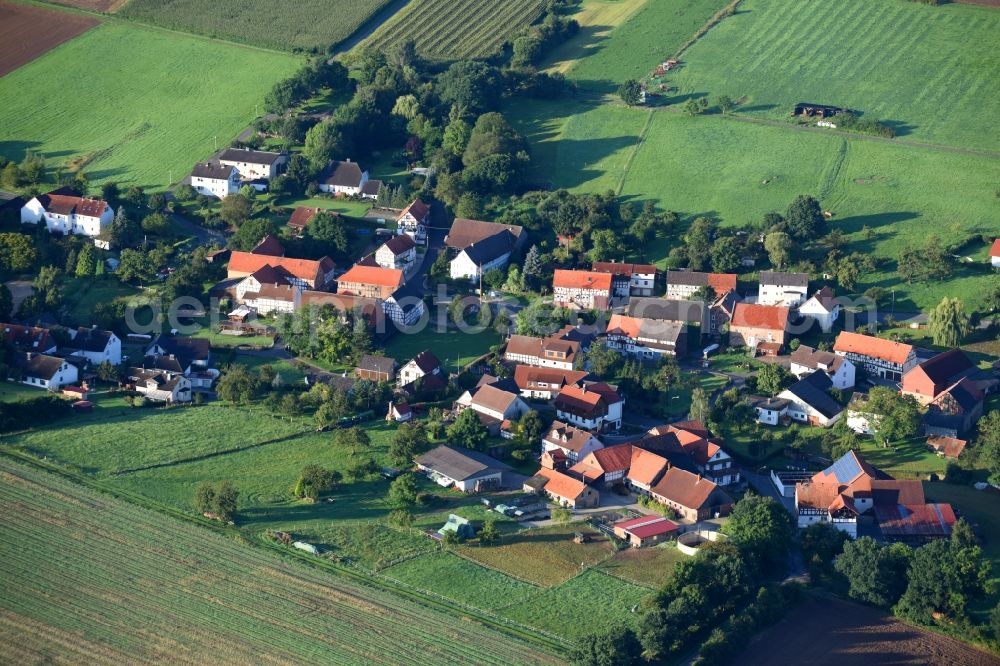 Aerial image Rodemann - Town View of the streets and houses of the residential areas in Rodemann in the state Hesse, Germany