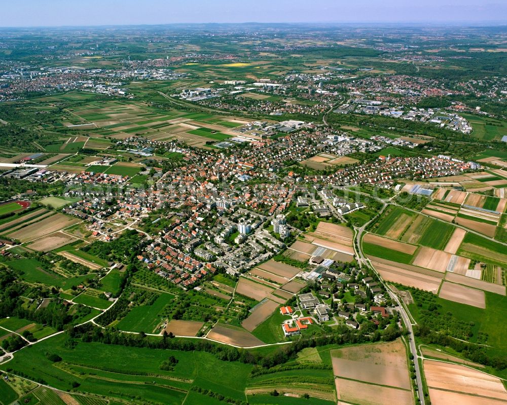 Aerial photograph Rommelshausen - Town View of the streets and houses of the residential areas in Rommelshausen in the state Baden-Wuerttemberg, Germany