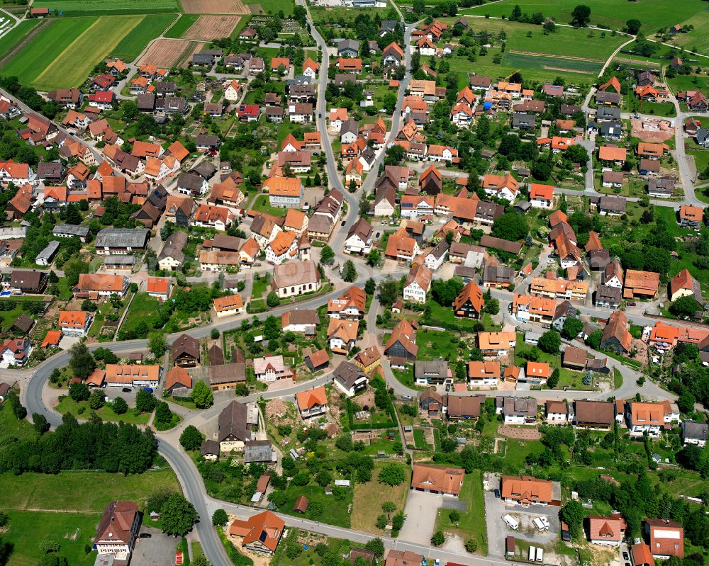 Rotfelden from above - Town View of the streets and houses of the residential areas in Rotfelden in the state Baden-Wuerttemberg, Germany