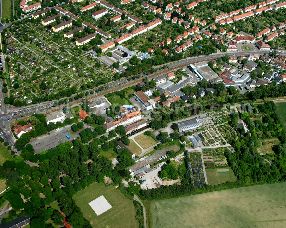 Aerial image Rüppurr - Town View of the streets and houses of the residential areas in Rüppurr in the state Baden-Wuerttemberg, Germany