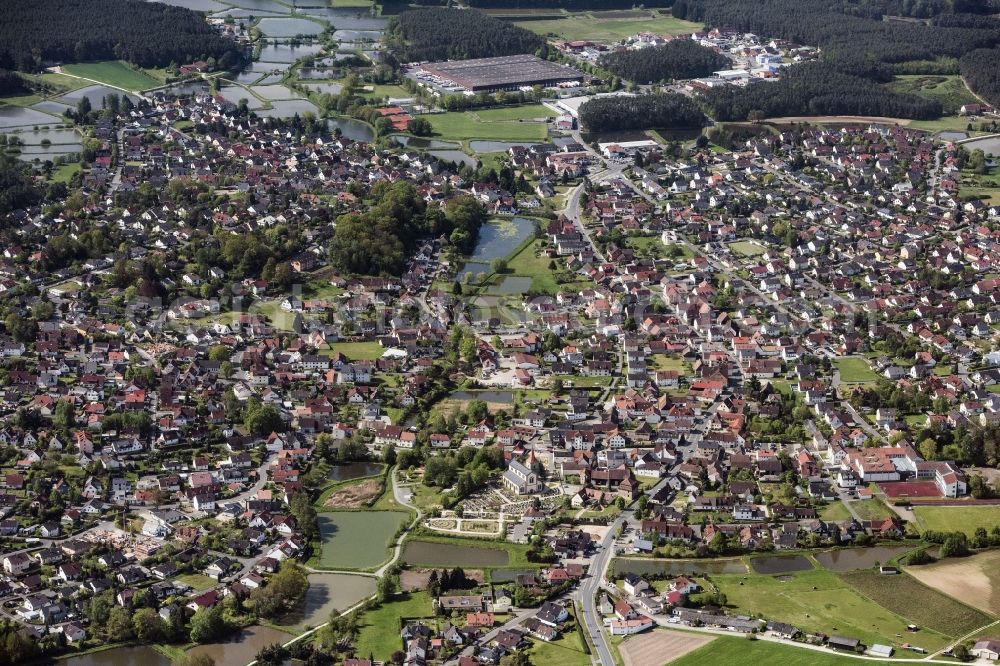 Aerial photograph Röttenbach - Town View of the streets and houses of the residential areas in Roettenbach in the state Bavaria, Germany