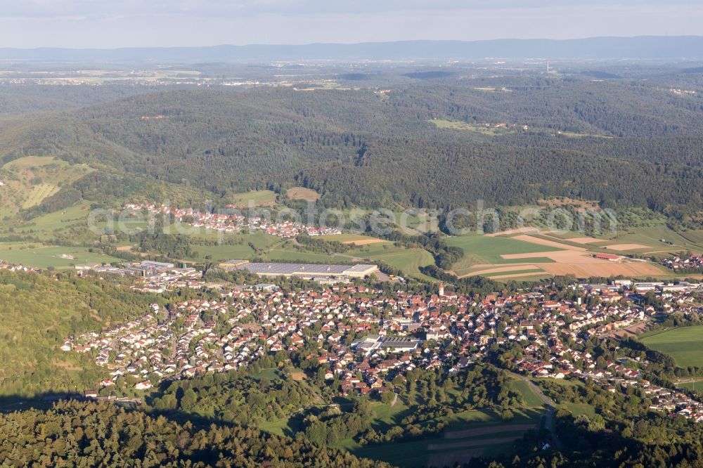 Rudersberg from the bird's eye view: Town View of the streets and houses of the residential areas in Rudersberg in the state Baden-Wurttemberg, Germany