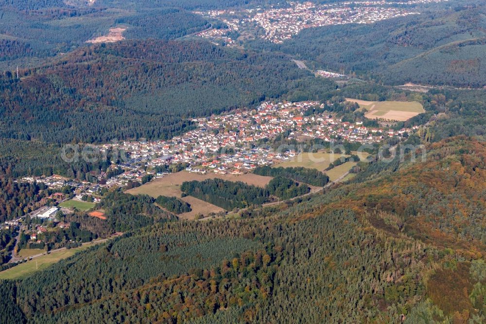 Ruppertsweiler from above - Town View of the streets and houses of the residential areas in Ruppertsweiler in the state Rhineland-Palatinate, Germany