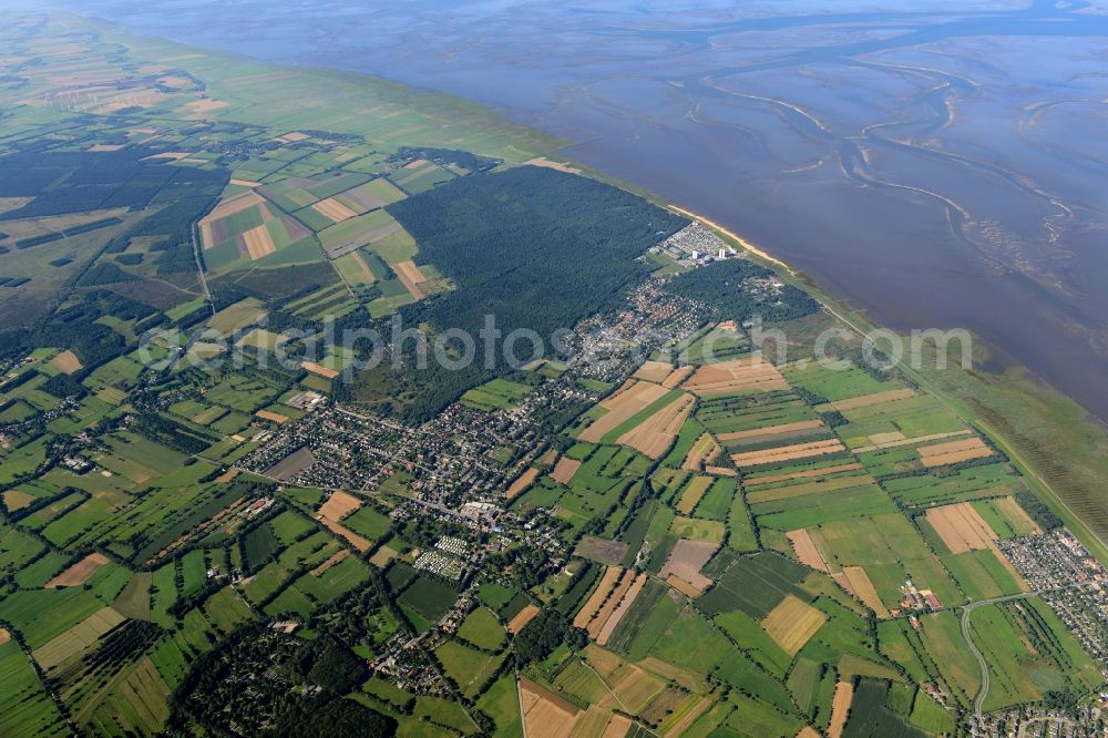 Sahlenburg from above - View of Sahlenburg on the coast of the North Sea in the state of Lower Saxony