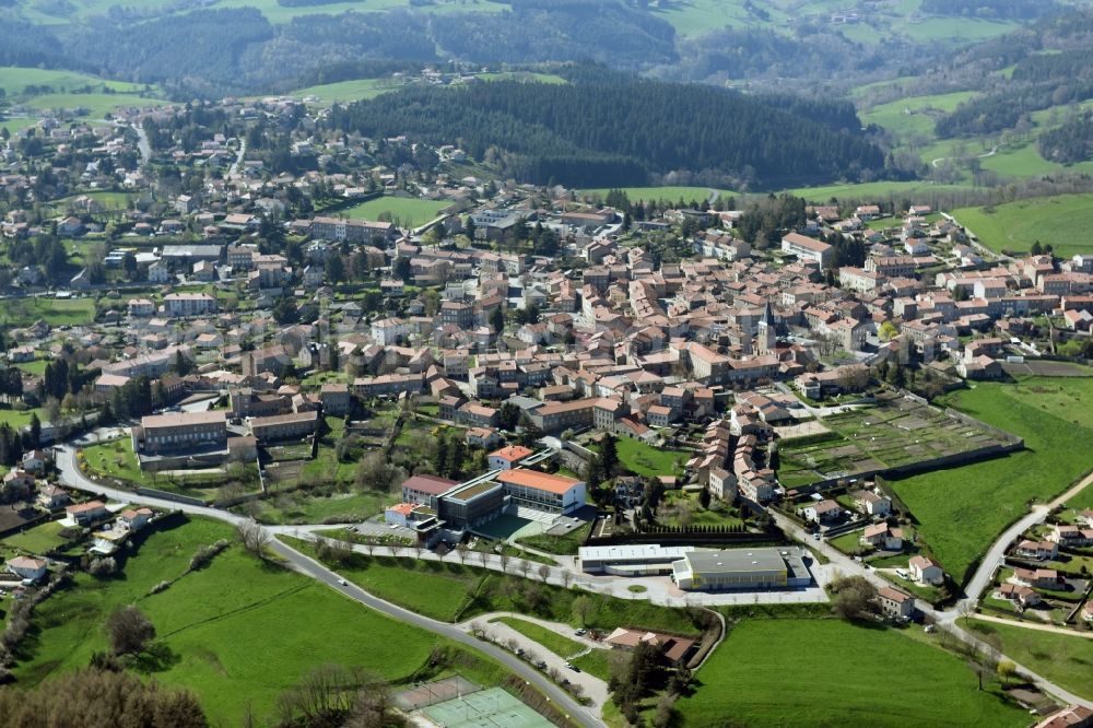 Aerial photograph Saint-Didier-en-Velay - Town View of the streets and houses of the residential areas in Saint-Didier-en-Velay in Auvergne Rhone-Alpes, France