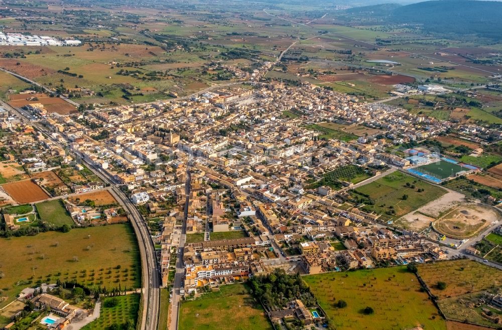 Aerial photograph Santa Maria del Cami - Town View of the streets and houses of the residential areas in Santa Maria del Cami in Balearische Insel Mallorca, Spain