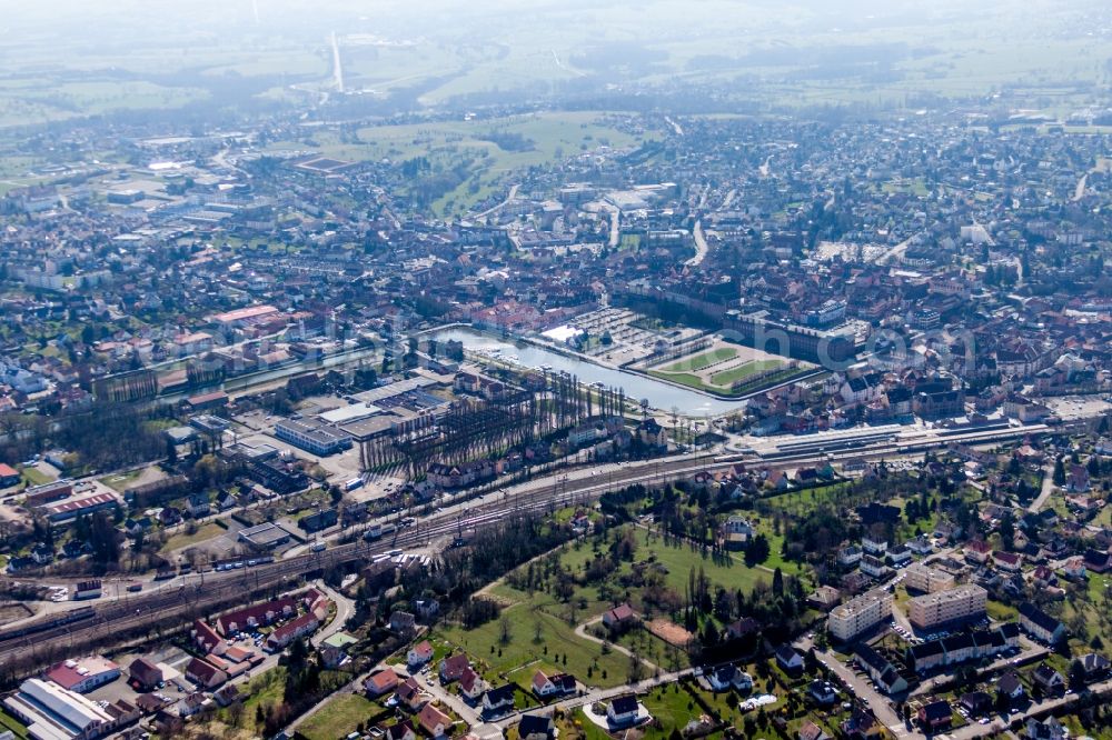 Aerial image Saverne - Town View of the streets and houses of the residential areas in Saverne in Grand Est, France