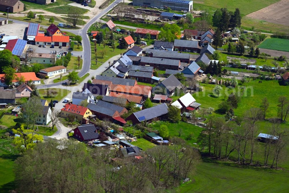 Aerial image Schadow - Town View of the streets and houses of the residential areas in Schadow in the state Brandenburg, Germany