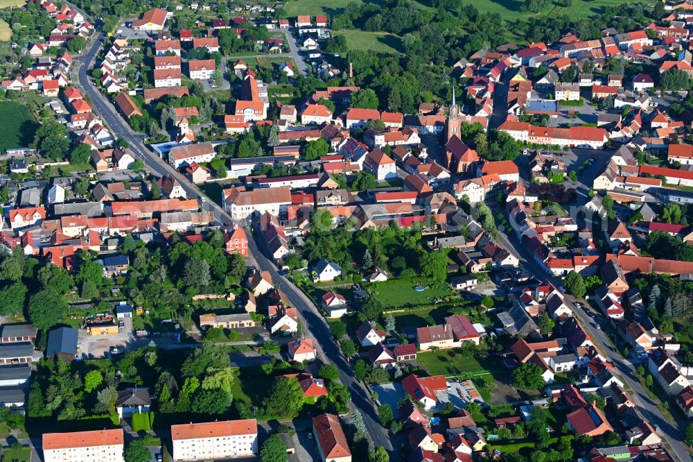 Aerial photograph Schlieben - Town View of the streets and houses of the residential areas in Schlieben in the state Brandenburg, Germany