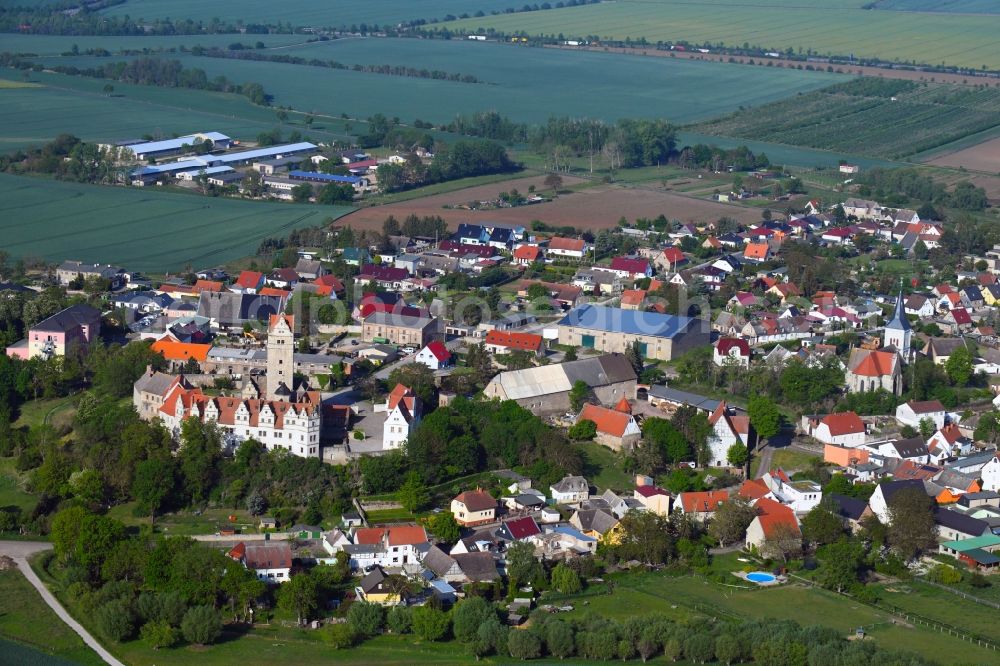 Aerial photograph Plötzkau - View of the streets and houses of the residential areas with the castle of the Ploetzkau Castle in Ploetzkau in the state Saxony-Anhalt, Germany