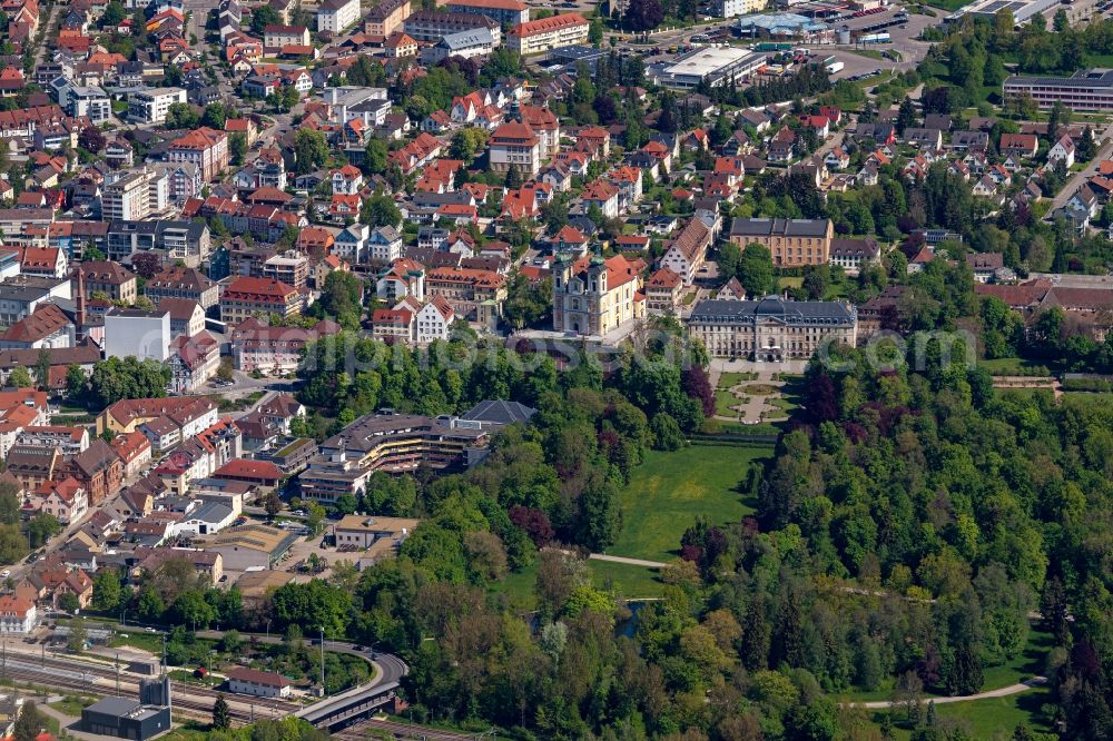 Aerial photograph Donaueschingen - Town View of the streets and houses of the residential areas in Donaueschingen in the state Baden-Wuerttemberg, Germany