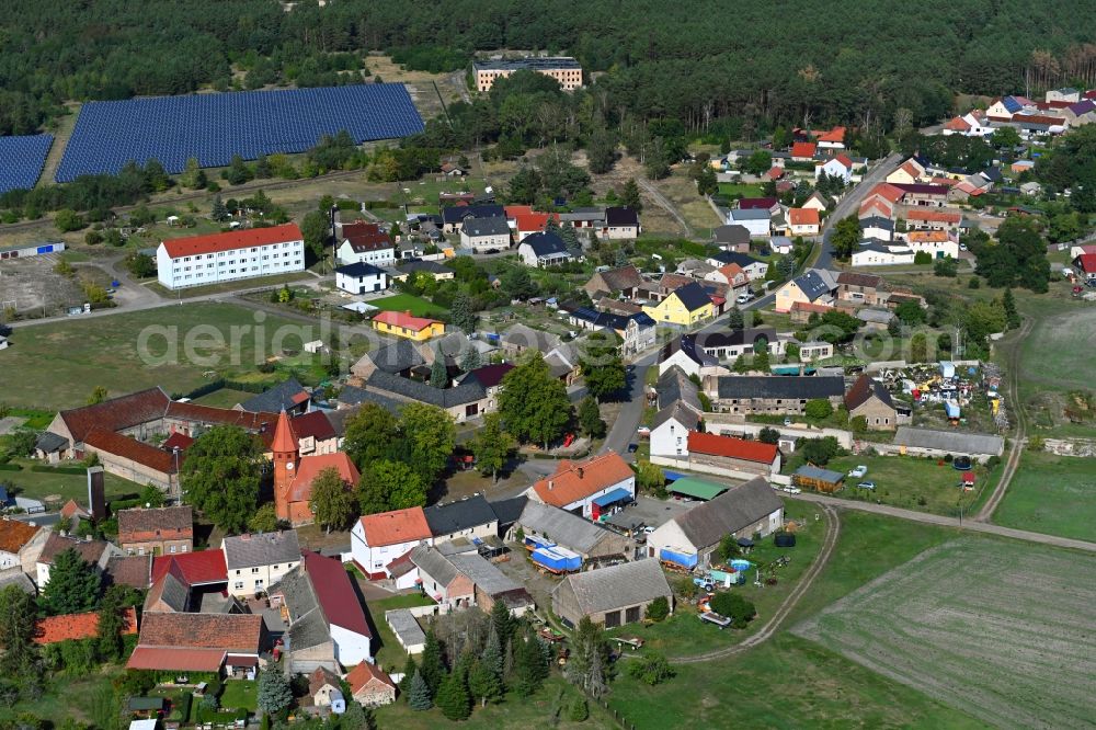 Aerial photograph Schönefeld - Town View of the streets and houses of the residential areas in Schoenefeld in the state Brandenburg, Germany