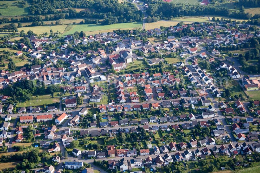 Schönenberg-Kübelberg from above - Town View of the streets and houses of the residential areas in Schoenenberg-Kuebelberg in the state Rhineland-Palatinate, Germany