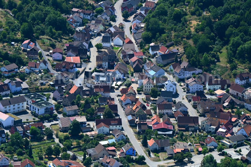 Aerial photograph Schöntal - Town View of the streets and houses of the residential areas on street Obere Hauptstrasse in the district Westernhausen in Schoental in the state Baden-Wuerttemberg, Germany