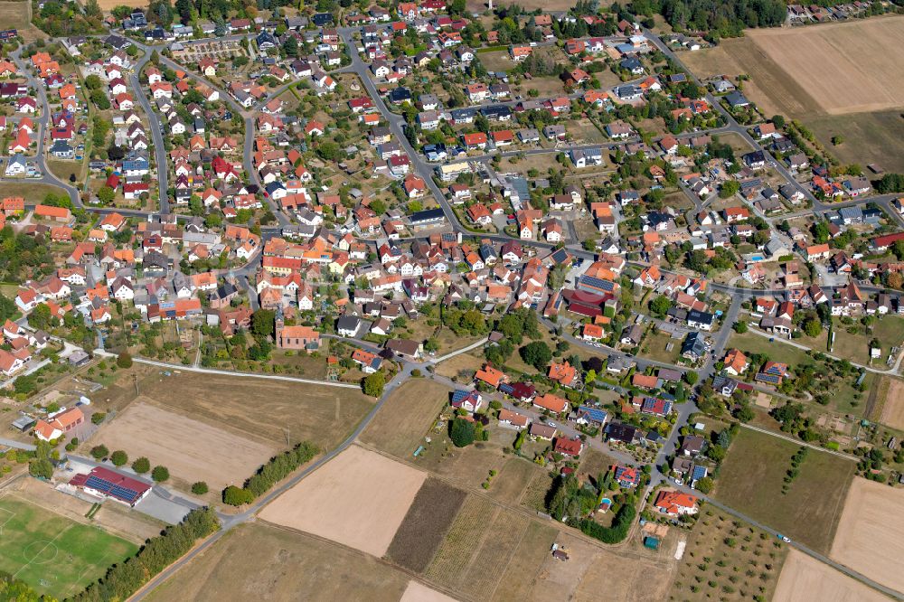 Schollbrunn from the bird's eye view: Town View of the streets and houses of the residential areas in Schollbrunn in the state Bavaria, Germany