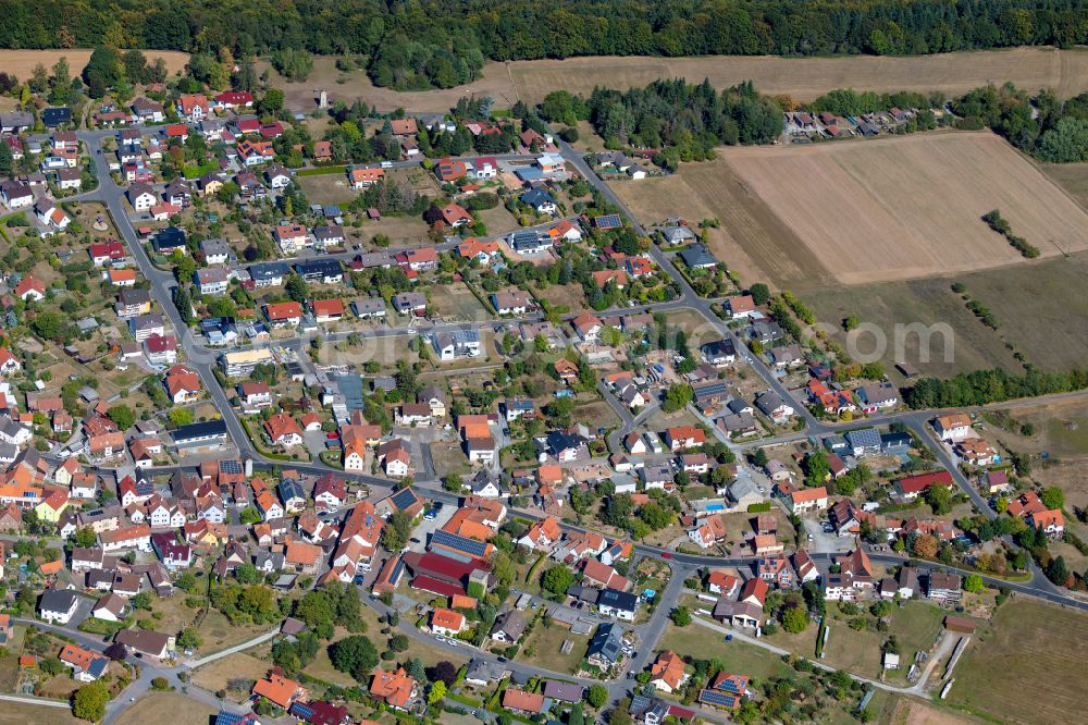 Aerial image Schollbrunn - Town View of the streets and houses of the residential areas in Schollbrunn in the state Bavaria, Germany