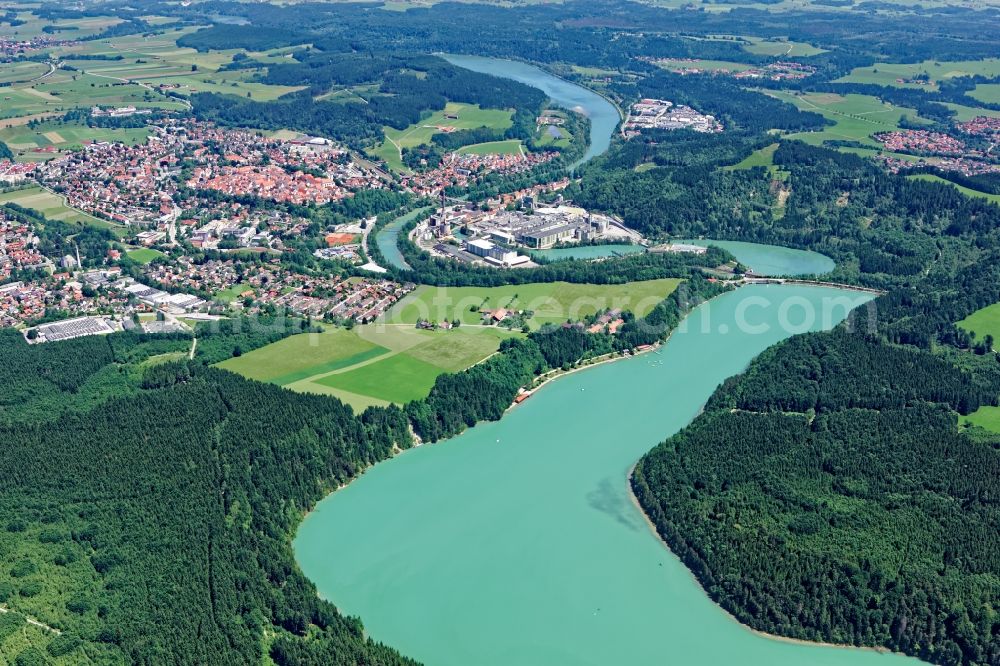 Schongau from the bird's eye view: Industrial estate and company settlement in Schongau in the state Bavaria, Germany