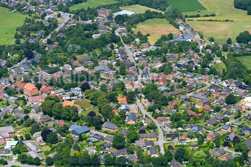 Aerial image Schwabstedt - Town View of the streets and houses of the residential areas in Schwabstedt in the state Schleswig-Holstein, Germany