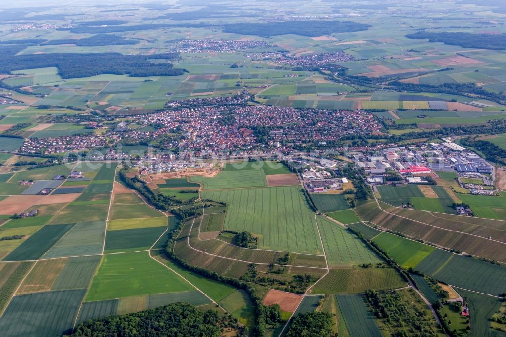 Schwaigern from above - Town View of the streets and houses of the residential areas in Schwaigern in the state Baden-Wurttemberg, Germany