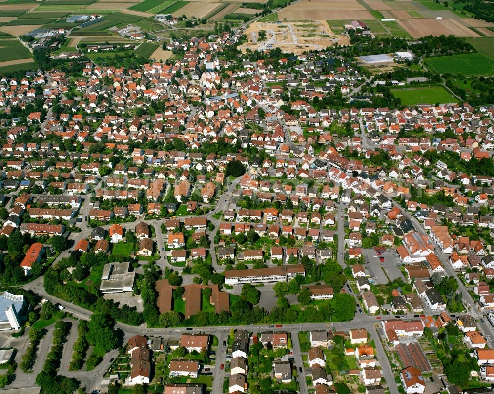 Schwaikheim from the bird's eye view: Town View of the streets and houses of the residential areas in Schwaikheim in the state Baden-Wuerttemberg, Germany