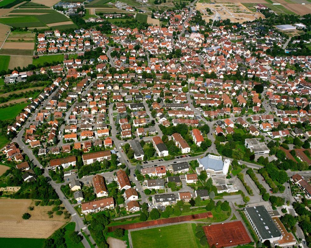 Aerial photograph Schwaikheim - Town View of the streets and houses of the residential areas in Schwaikheim in the state Baden-Wuerttemberg, Germany