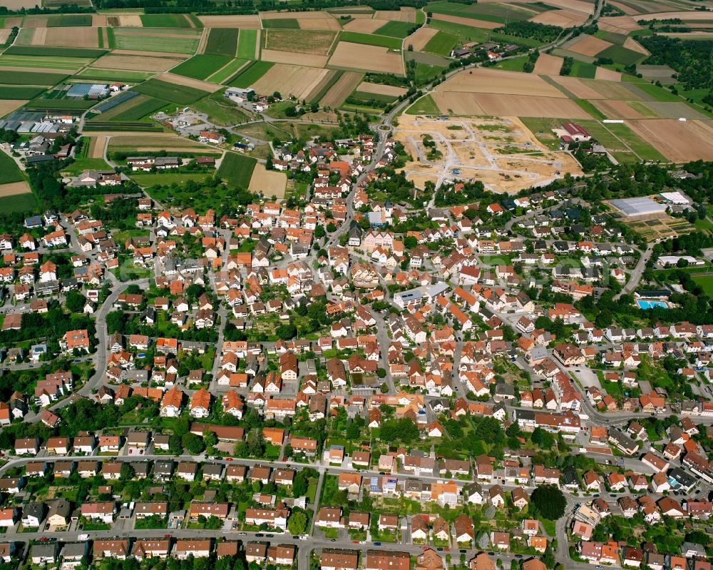 Schwaikheim from above - Town View of the streets and houses of the residential areas in Schwaikheim in the state Baden-Wuerttemberg, Germany