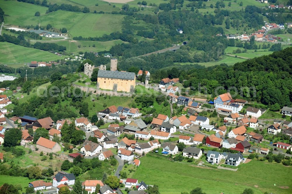 Schwarzenfels from the bird's eye view: Town View of the streets and houses of the residential areas in Schwarzenfels in the state Hesse, Germany