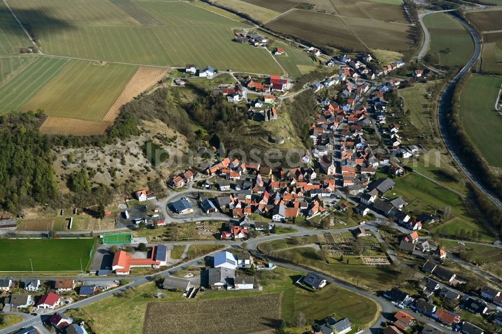 Schweinberg from the bird's eye view: Town View of the streets and houses of the residential areas in Schweinberg in the state Baden-Wuerttemberg, Germany