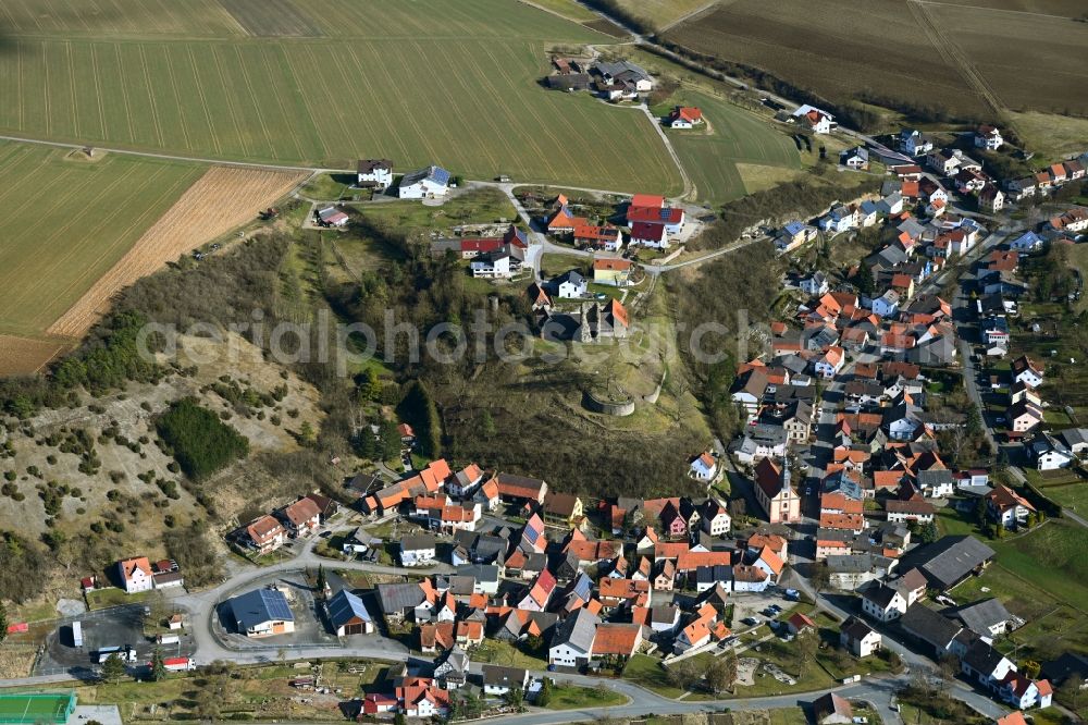 Aerial image Schweinberg - Town View of the streets and houses of the residential areas in Schweinberg in the state Baden-Wuerttemberg, Germany