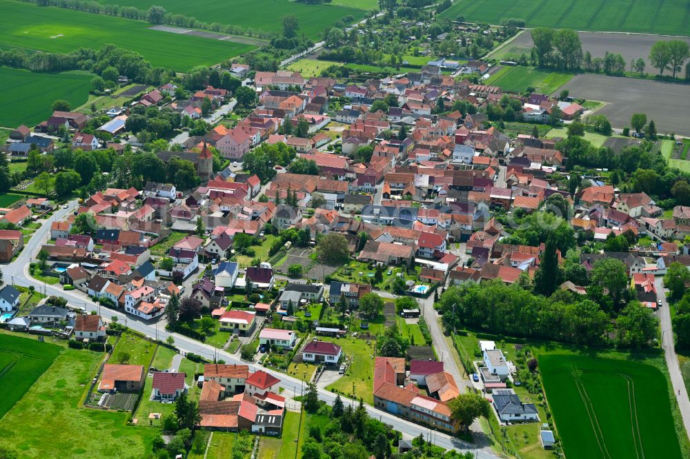 Schwerstedt from the bird's eye view: Town View of the streets and houses of the residential areas in Schwerstedt in the state Thuringia, Germany