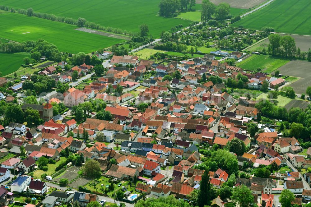 Aerial image Schwerstedt - Town View of the streets and houses of the residential areas in Schwerstedt in the state Thuringia, Germany