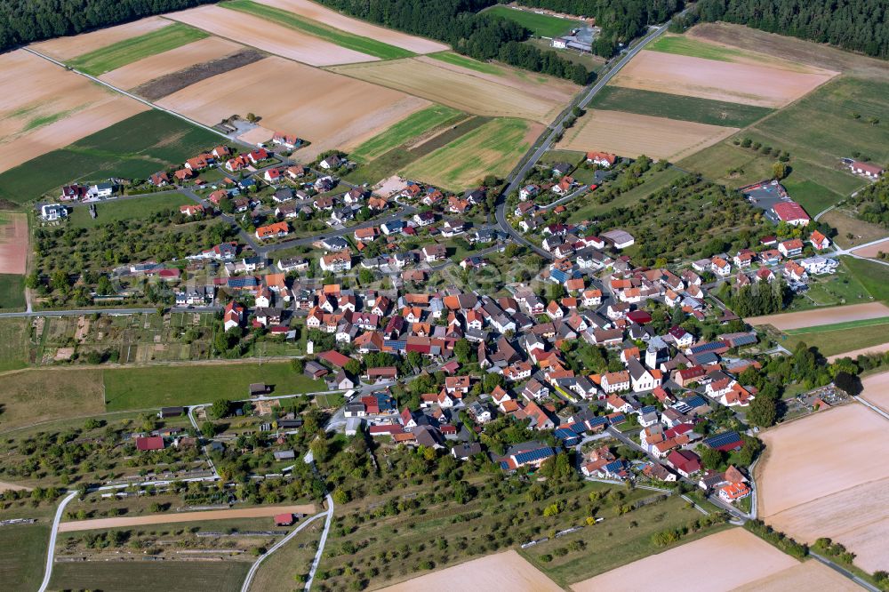 Seifriedsburg from above - Town View of the streets and houses of the residential areas in Seifriedsburg in the state Bavaria, Germany