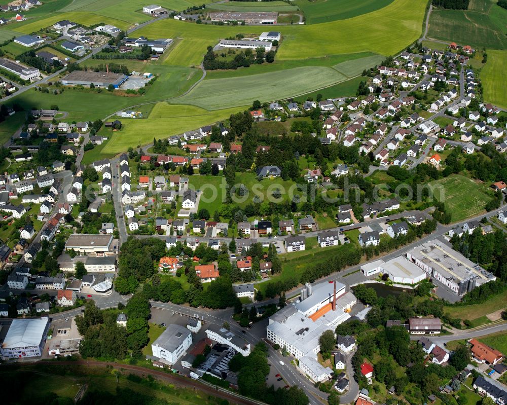 Selbitz from above - Town View of the streets and houses of the residential areas in Selbitz in the state Bavaria, Germany