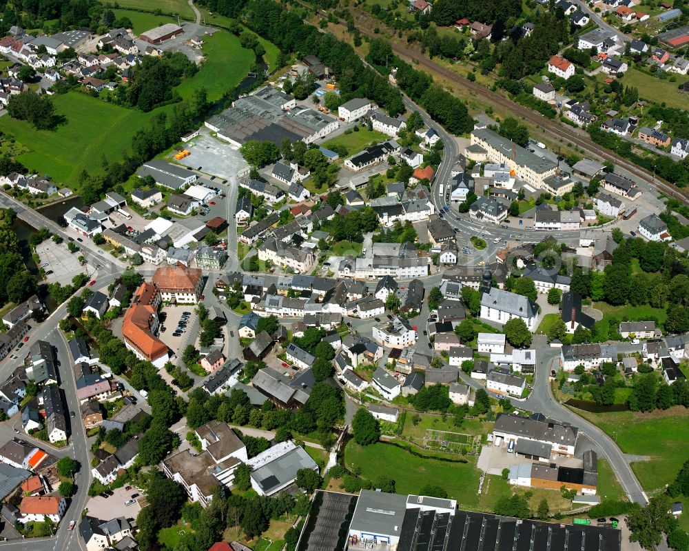 Selbitz from the bird's eye view: Town View of the streets and houses of the residential areas in Selbitz in the state Bavaria, Germany