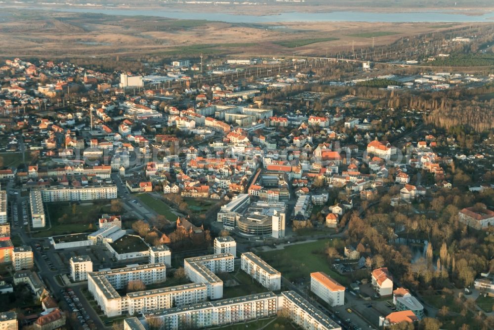 Aerial image Senftenberg - Town View of the streets and houses of the residential areas in Senftenberg in the state Brandenburg