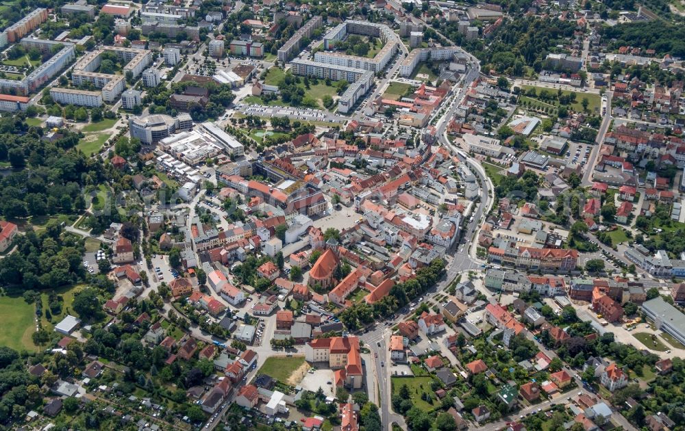 Aerial photograph Senftenberg - Town View of the streets and houses of the residential areas in Senftenberg in the state Brandenburg