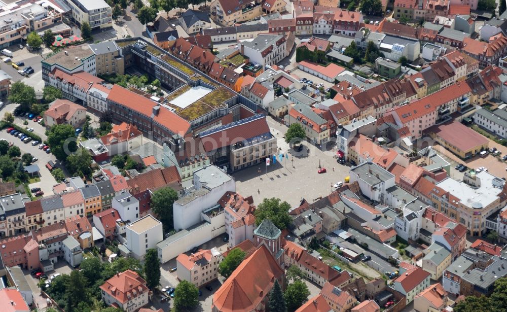 Senftenberg from above - Town View of the streets and houses of the residential areas in Senftenberg in the state Brandenburg