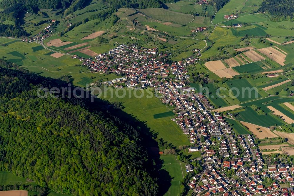 Sexau from above - Town View of the streets and houses of the residential areas in Sexau in the state Baden-Wuerttemberg