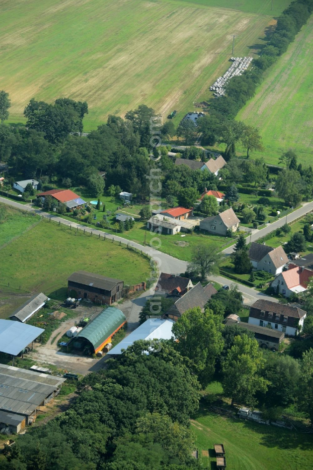 Körbin-Alt from above - View of the hamlet of Koerbin-Alt in the state of Saxony-Anhalt. Farms and residential buildings are located on the street of the same name