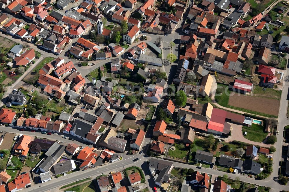 Siefersheim from above - Townscape of Siefersheim is a municipality in the district Alzey-Worms in Rhineland-Palatinate