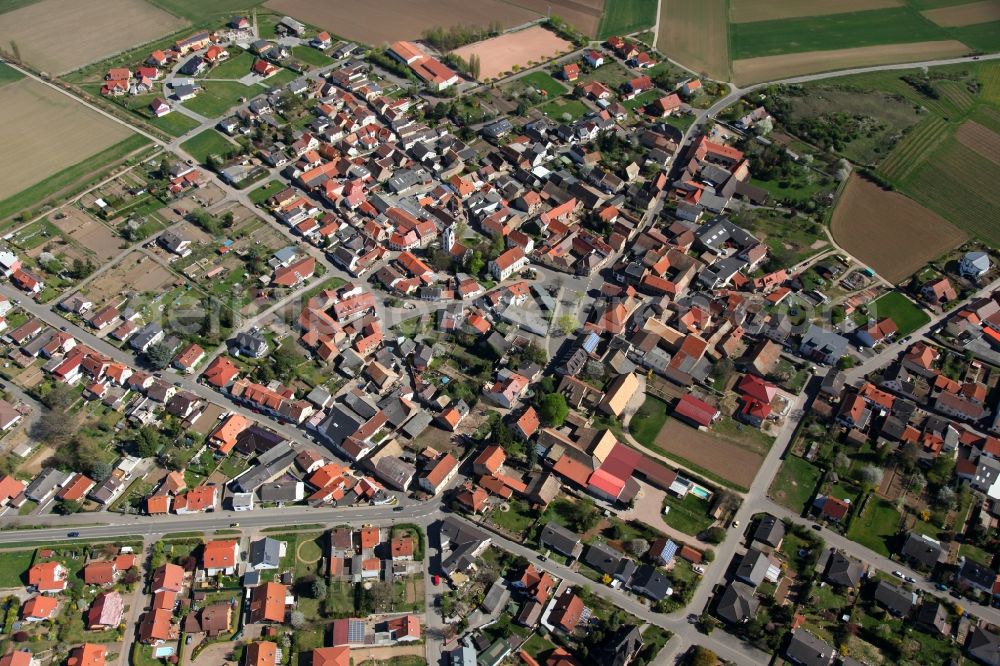 Siefersheim from the bird's eye view: Townscape of Siefersheim is a municipality in the district Alzey-Worms in Rhineland-Palatinate